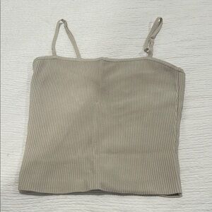 Aritzia Beige Ribbed Spaghetti Strap Top